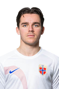 Hugo Vetlesen of the Norwegian national football team poses