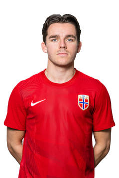 Hugo Vetlesen of the Norwegian national football team poses