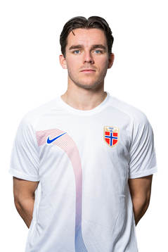 Hugo Vetlesen of the Norwegian national football team poses