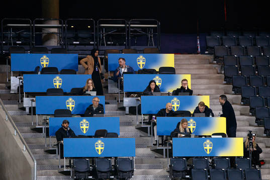 Journalist in the stands