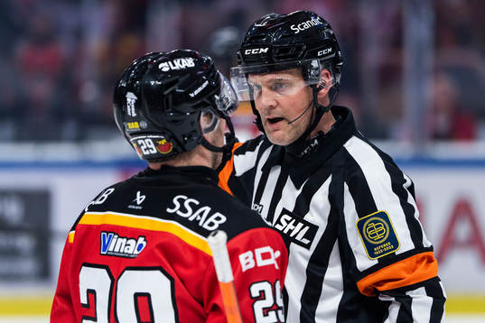 Luleås Erik Gustafsson och domare Mikael Nord