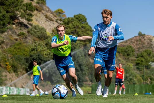 Kristian Thorstvedt and Martin Ødegaard of the Norwegian