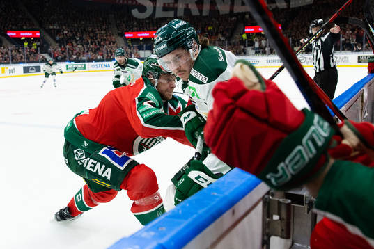 Frölundas Christian Folin och Färjestads Joakim Nygård
