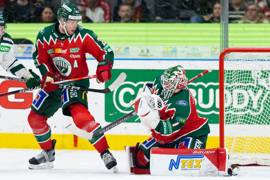Frölundas Christian Folin och målvakt Lars Johansson