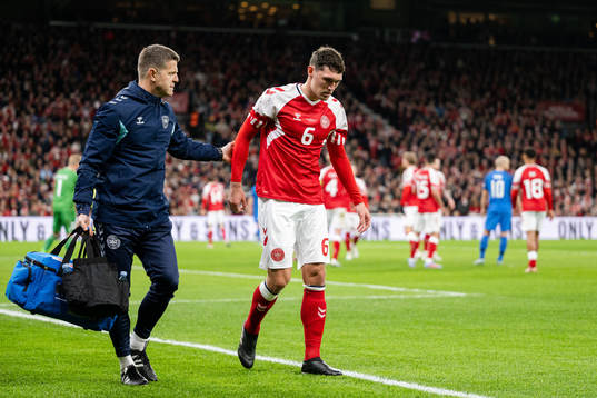 Andreas  Christensen of Denmark in pain