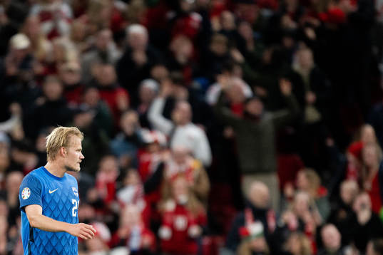 Joel Pohjanpalo of Finland looks dejected