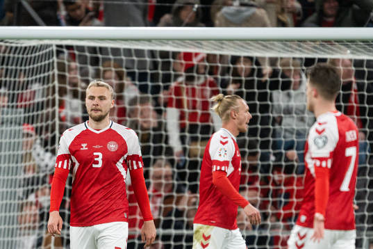 Victor Nelsson of Denmark looks dejected