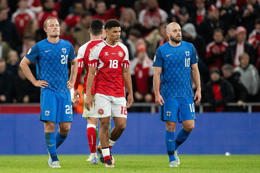 Joel Pohjanpalo and Teemu Pukki of Finland