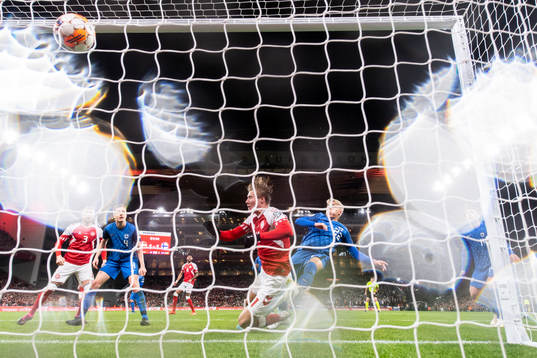 Rasmus Højlund of Denmark scores the 2-1 goal in action