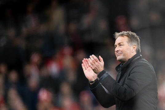 Head coach Kasper Hjulmand of Denmark celebrates