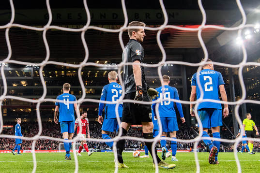 Goalkeeper Lukas Hradecky of Finland looks dejected