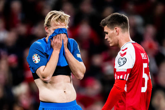 Joel Pohjanpalo of Finland looks dejected