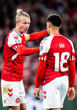 Simon Kjær and Alexander Bah of Denmark