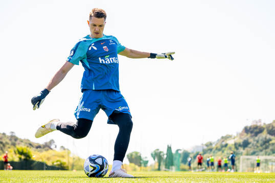 Goalkeeper Jacob Karlstrøm of the Norwegian national