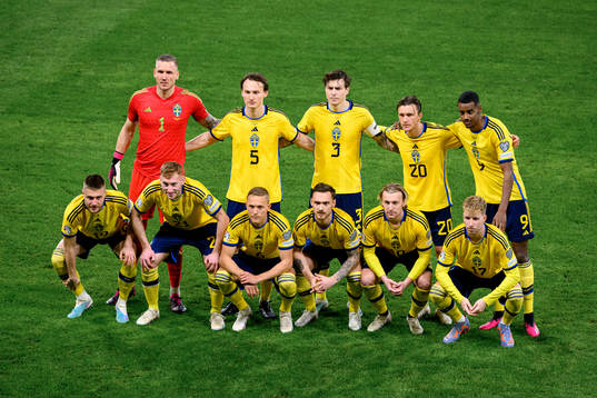 Goalkeeper Robin Olsen, Hjalmar Ekdal, Victor Nilsson