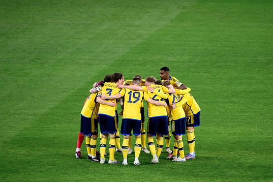 The Swedish players gather
