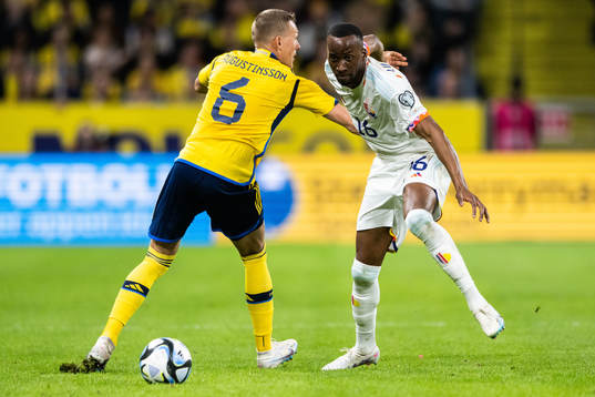 Ludwig Augustinsson of Sweden and Dodi Lukebakio of Belgium