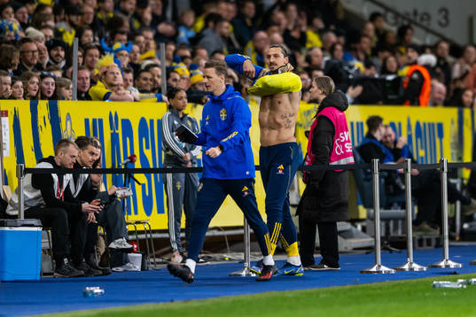 Zlatan Ibrahimovic of Sweden prepares to be substituted
