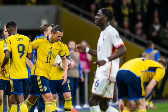 Zlatan Ibrahimovic of Sweden is substituted
