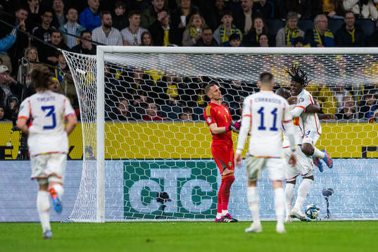 goalkeeper Robin Olsen of Sweden looks dejected while