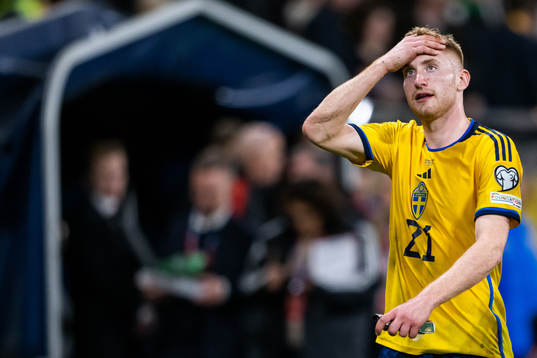 Dejan Kulusevski of Sweden looks dejected