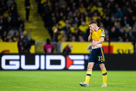 Dejan Kulusevski of Sweden looks dejected