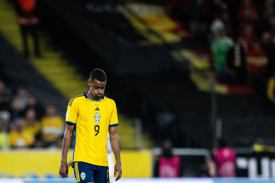 Alexander Isak of Sweden looks dejected