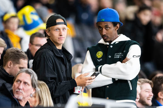 Swedish tennis player Leo Borg in the stands