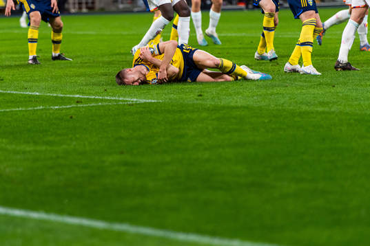 Mattias Svanberg of Sweden in pain