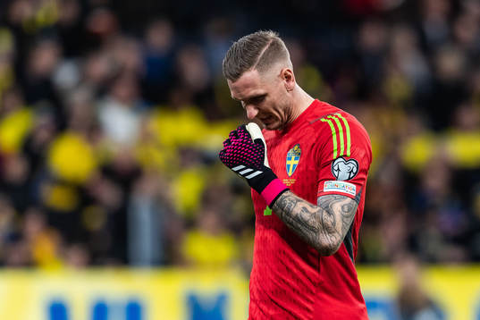 Goalkeeper Robin Olsen of Sweden looks dejected