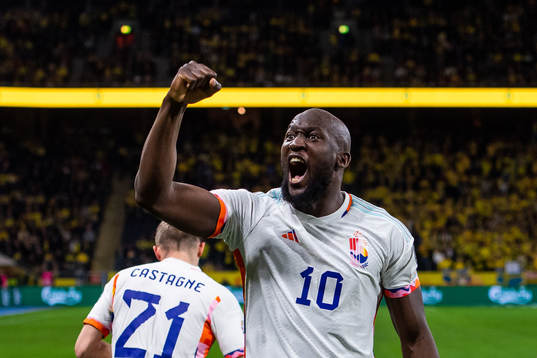 Romelu Lukaku of Belgium celebrates
