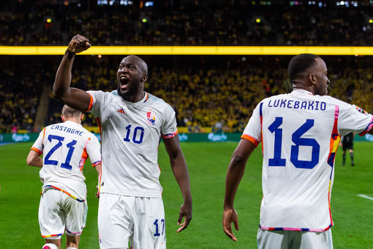 Romelu Lukaku of Belgium celebrates