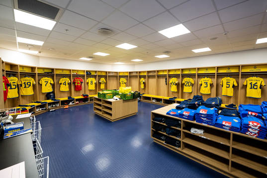 General view of the dressing room of the Swedish men’s