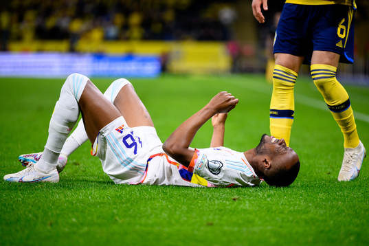 of Belgium Dodi Lukebakio in pain