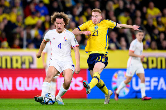 Wout Faes of Belgium and Dejan Kulusevski of Sweden