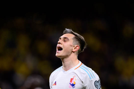Leandro Trossard of Belgium looks dejected