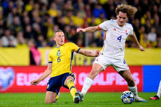 Ludvig Augustinsson of Sweden and Wout Faes of Belgium
