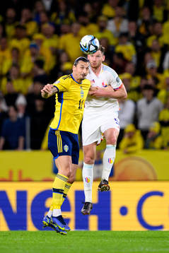 Zlatan Ibrahimovic of Sweden and Jan Vertonghen of Belgium