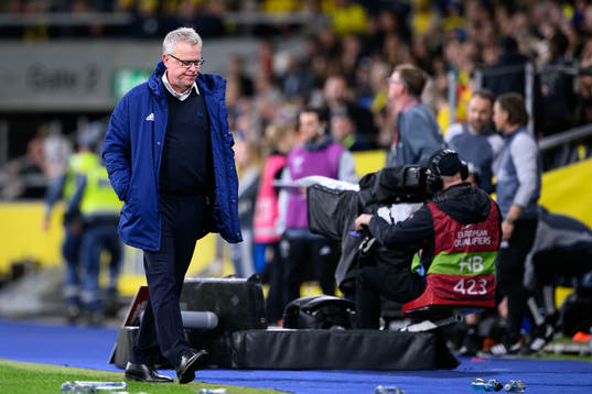 Head coach Janne Andersson looks dejected