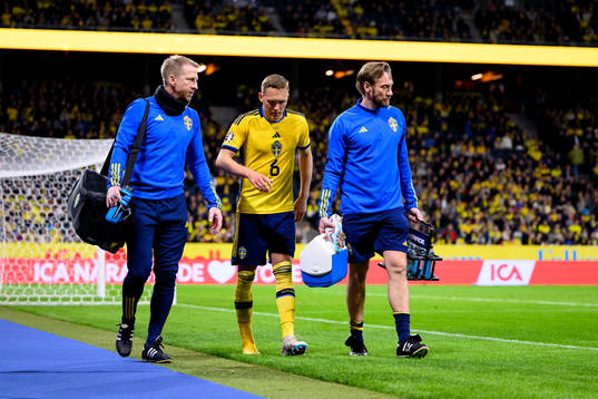 Ludvig Augustinsson of Sweden in pain