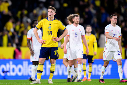 Viktor Gyökeres of Sweden looks dejected