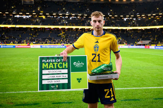 Dejan Kulusevski of Sweden is awarded player of the match