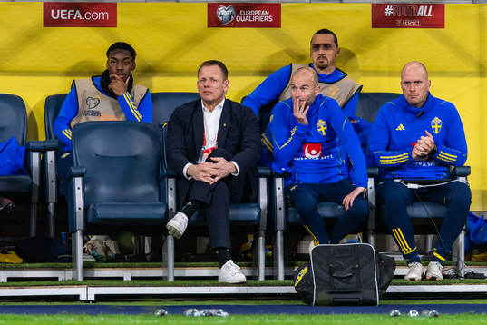 Anthony Elanga and Zlatan Ibrahimovic of Sweden