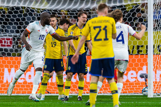 Romelu Lukaku of Belgium celebrates