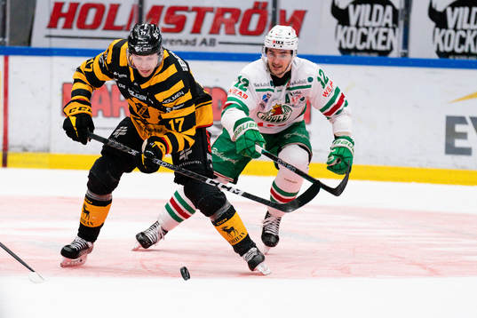 Skellefteå AIKs Pär Lindholm och Rögles Brady Ferguson