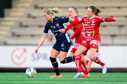 FC Rosengårds Olivia Holdt och Piteås Tuva Skoog och