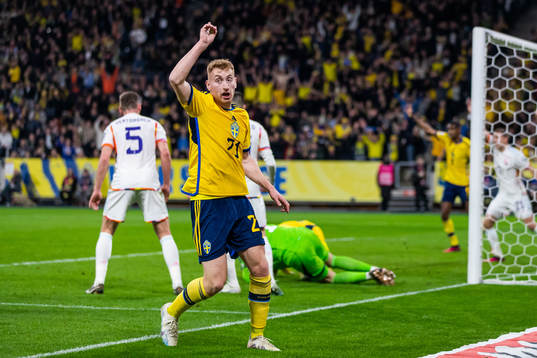 Dejan Kulusevski of Sweden reacts