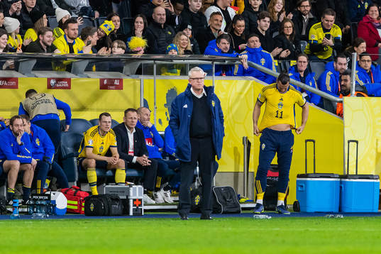 Zlatan Ibrahimovic of Sweden prepares to be substituted