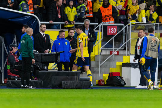 Zlatan Ibrahimovic of Sweden looks dejected