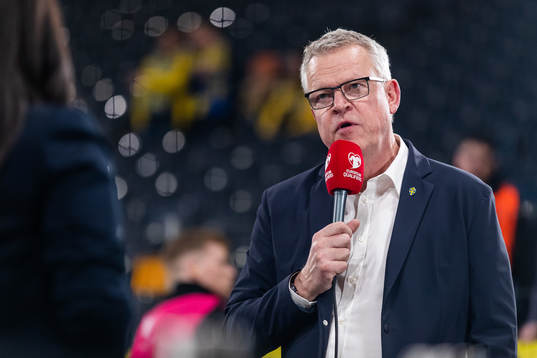 Head coach Janne Andersson of Sweden is interviewed